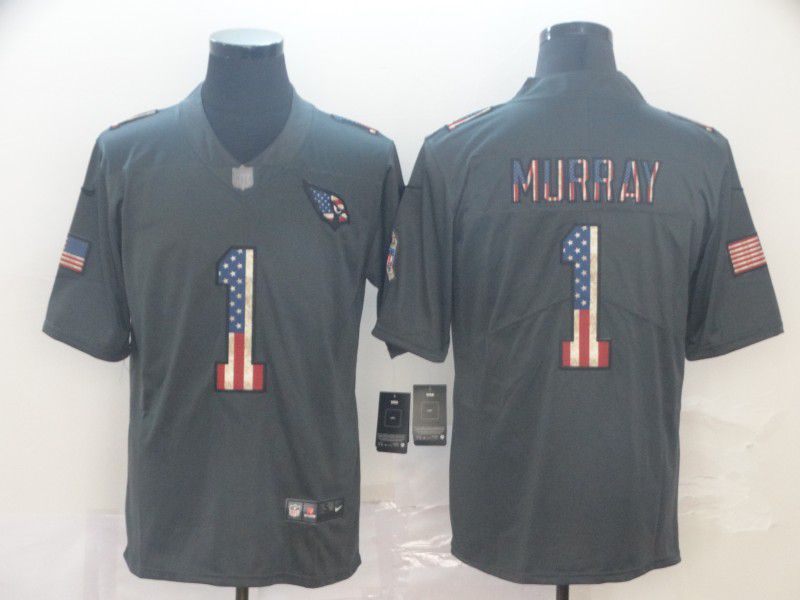 Men Arizona Cardinals #1 Murray Carbon Black Retro USA flag Nike NFL Jerseys